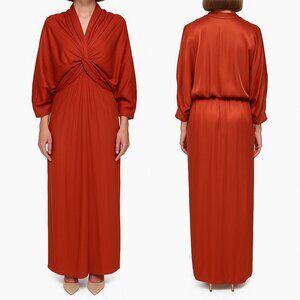 SWF Rayon Maxi Dress Small Rust Twist Front NWT Resort Evening Long Dress